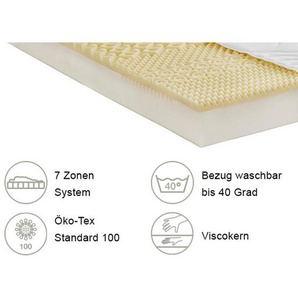 Boxxx Viscomatratze , Weiß , Textil , H3 , rechteckig , 120x200 cm , Hohenstein, Oeko-Tex® Standard 100 , Bezug abnehmbar/waschbar, Tragegriffe, atmungsaktiv, alternative Größen erhältlich , Schlafzimmer, Matratzen Shop, Matratzen, Viscoschaummatratze