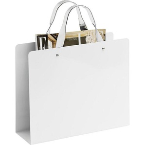 Boxxx Zeitungsständer, Weiß, Chrom, Metall, 30x25x35.3 cm, Tragegriffe, Ordnen & Aufbewahren, Zeitungsständer