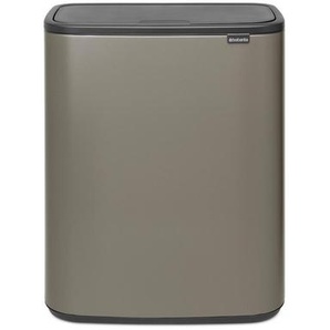 Brabantia Abfalleimer BO Touch Bin, Platin, Kunststoff, 2 x 30 L, 54.5x65.6x31.2 cm, Küchen, Küchenausstattung, Mülleimer
