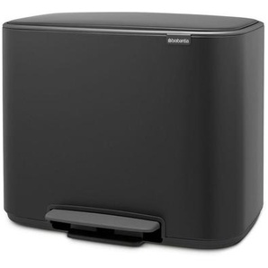 Brabantia Abfalleimer BO Treteimer, Schwarz, Kunststoff, 11 + 23 L, 54x44x36.5 cm, Küchen, Küchenausstattung, Mülleimer