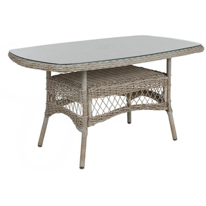 Brafab Kamomill Gartenesstisch Geflecht/Glas Beige 135x80 cm
