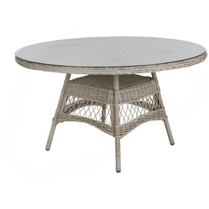 Brafab Kamomill Gartenesstisch Geflecht/Glas Beige Ø130x73 cm