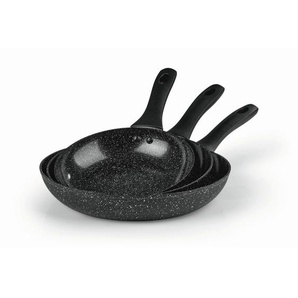 Bratmaxx Pfannenset BRATmaxx, Schwarz, Metall, Kunststoff, 3-teilig, Lfgb, hitzebeständige Griffe, backofengeeignet, antihaftbeschichtet, Kochen,