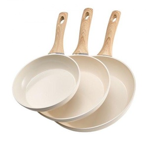 Bratpfannen Set 3-tlg. (200 / 240 / 280 mm), Hochleistungs-Bratpfannen aus Aluminium (Antihaftbeschichtet), Kochpfanne Küchenkochgeschirr geeignet für Gas Elektro Induktion Beige LCGSJTTCTC89NDS2C001V0