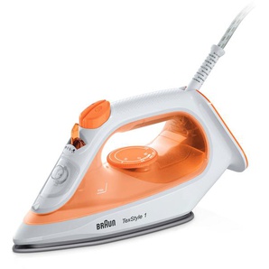 BRAUN Dampfbügeleisen TexStyle 1 SI 1009 OR Bügeleisen mit Antihaftbeschichtung und Präzisionsspitze, 1900 Watt, Orange orange Dampfbügeleisen