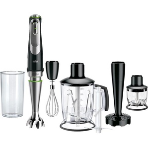 BRAUN Stabmixer MQ 9147X MultiQuick 9 Mixer Schneebesen, Mixeraufsatz, Zerkleinerer, Gemüsestampfer, 0,6l Behälter grau (schwarz, edelstahlfarben) Stabmixer