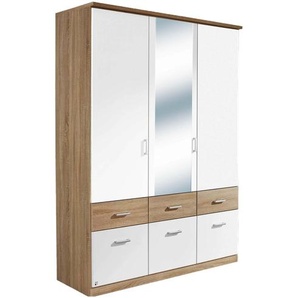 BREMEN-EXTRA Drehtürenschrank, Front: Alpinweiß Eiche Sonoma, Korpus: Eiche Sonoma, Kranzblende