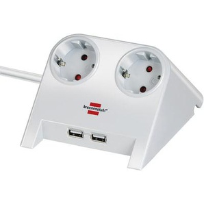 Brennenstuhl Desktop Power 2-fach + 2x USB 2.0 Charger 2100mA weiss 1153520222