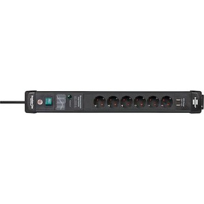 Brennenstuhl Premium-Line Steckdosenleiste 6-fach 3m mit 2 mal USB schwarz 1951160606