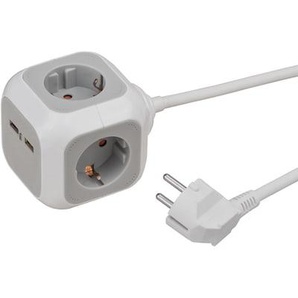 Brennenstuhl Steckdosenwürfel 4-fach + 2x USB 2.0 Charger 2100mA 1,4m grau 1150100