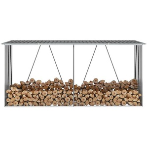 Brennholzlager aus verzinktem Stahl 330x84x152 cm Grau