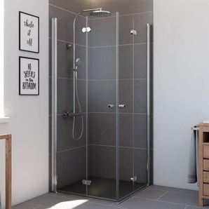 Breuer Elana Komfort Drehfalt-Duschtür 100 2 Falttüren, 100x100, Alu silber matt, Klarglas hell GLO782301057