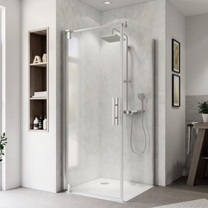 Breuer Europa Design Duschtür zu Glaswand 90 cm, links, Alu chromeffekt, Klarglas hell GLO782301045