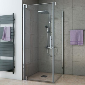 Breuer Europa Design Glaswand zu Duschtür 90 cm breit, rechts, Alu chromeffekt, Klarglas hell GLO782301049