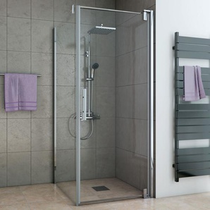 Breuer Europa Design Glaswand zu Duschtür 90 x 200 cm, links, alu chromeffekt, Klarglas hell GLO782301050