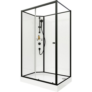 Breuer Komplettdusche BR 100 Schiebetür + Seitenwand li 80x120x204 cm, Schwarz, Klarglas hell GLO782302008