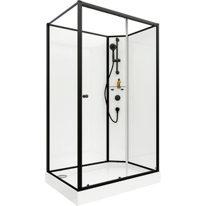 Breuer Komplettdusche BR 100 Schiebetür + Seitenwand re 90x120x204 cm, Schwarz, Klarglas hell GLO782302011