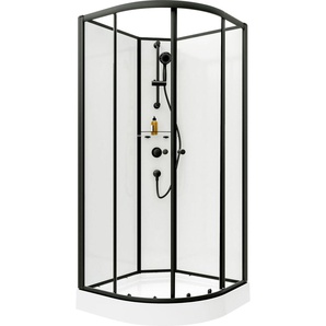 Breuer Komplettdusche BR 200 90x90cm Radius 550 Schwarz Klarglas hell GLO782302143