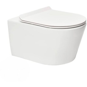 Swiss Aqua Technologies - Brevis Wand-WC Spülrandlos, unsichtbare Befestigungen + ultradünner WC-Sitz, Softclose, Weiß (BrevisRimless)
