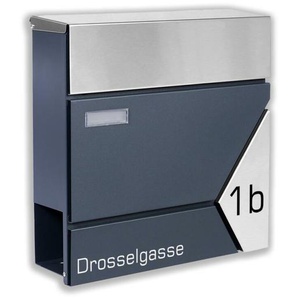 Briefkasten ANTHRAZIT Wandbriefkasten Postkasten Zeitungsfach Steelys7_UV