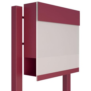 Briefkasten Standbriefkasten Elegance Pro White Rot RAL 3004 mit weißer Acrylplatte