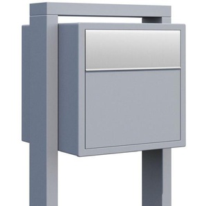 Briefkasten Standbriefkasten SOPRA Grau Metallic RAL 9007 mit Edelstahlklappe
