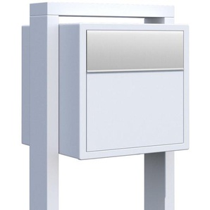 Briefkasten Standbriefkasten SOPRA Weiß RAL 9016 mit Edelstahlklappe