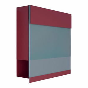 Briefkasten Wandbriefkasten Elegance Pro Blue Rot RAL 3004 mit blauer Acrylplatte