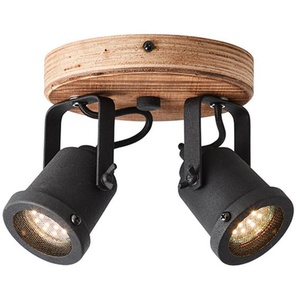 Brilliant Deckenstrahler Inge, ohne Leuchtmittel, 21 cm Breite, 2 x GU10, schwenkbar, Metall/Holz, holz dunkel/schwarz