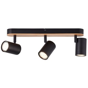 Brilliant Deckenstrahler Niels, ohne Leuchtmittel, Breite 41 cm, GU10, Metall/Bambus, schwarz matt/natur