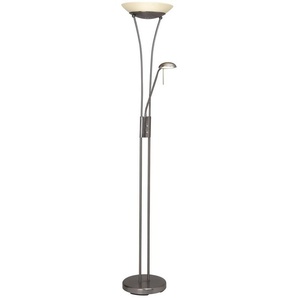 Brilliant LED Deckenfluter Finn, Lesearm, LED fest integriert, Lesearm, H 179 cm, dimmbar, 2500 lm, warmweiß, Metall/Glas, eisen/weiß