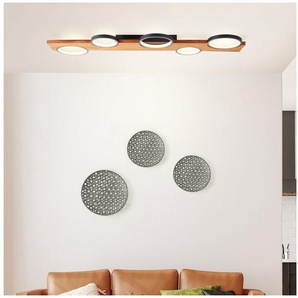 Brilliant LED Deckenleuchte Musti, Dimmfunktion, LED fest integriert, Warmweiß, 95 x 28 cm, 4600 lm, 3000 K, Holz/Metall, natur/schwarz