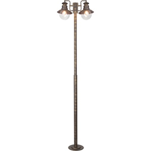 Außen-Stehlampe BRILLIANT LEUCHTEN ARTU Lampen Gr. 2 flammig, Höhe: 205 cm, goldfarben (goldfarben, schwarz) Außenstandleuchte Standleuchte Standleuchten Lampen 205 x 58 cm, 2 E27, IP44, MetallGlas, schwarz