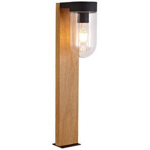 Brilliant Sockelleuchte Cabar, ohne Leuchtmittel, 55 cm Höhe, E27, IP44, Metall/Glas, Holz-Optik dunkel/schwarz