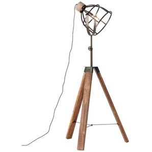 Brilliant Stehlampe Matrix Wood, ohne Leuchtmittel, 163 cm Höhe, Ø 72 cm, E27, schwenkbar, Metall/Holz, schwarz stahl