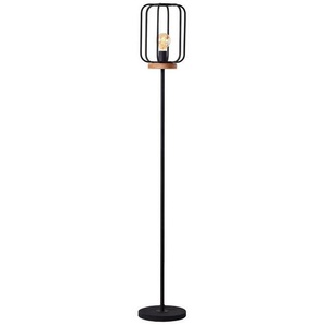 Brilliant Stehlampe Tosh, ohne Leuchtmittel, 162,5 cm Höhe, Ø 25 cm, E27, Metall/Holz, antik holz/schwarz korund