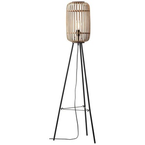 Brilliant Stehlampe Woodrow, ohne Leuchtmittel, Dreibein, 130 cm Höhe, Ã˜ 45 cm, E27, Bambus/Metall, hellbraun/schwarz