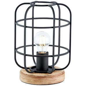 Brilliant Tischleuchte Gwen, ohne Leuchtmittel, 26,5 cm Höhe, Ø 20 cm, E27, Metall/Holz, antik holz/schwarz korund