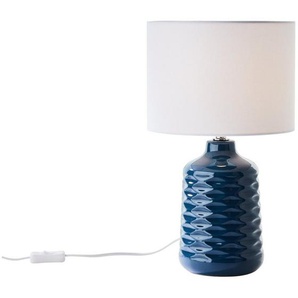 Brilliant Tischleuchte Ilysa, ohne Leuchtmittel, Ø 25 cm, E14, Keramik/Metall/Textil, blau/weiß
