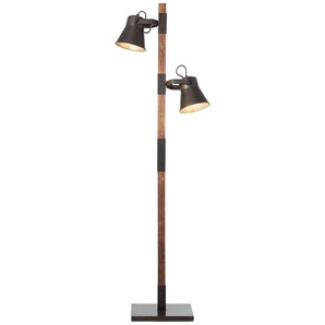 Brilliant Stehlampe PLOW, ohne Leuchtmittel, 153,5 cm Höhe, 2 x E27, schwenkbar, Metall/Holz, schwarz stahl/holz