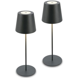 Briloner - 2x led Akku Tischlampe Kabellos Lampe Höhenverstellbar Anthrazit 36cm