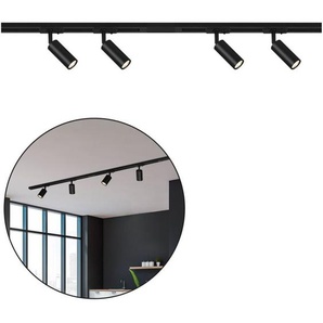 Briloner - Rail Schienensystem, Komplettset, 4x led Spots, Dimmbar, Einspeisung, Schwarz, 1,5 m