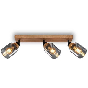 Briloner Spotleuchte mit Holz, Rauchglas 3xE27 GLO773056820