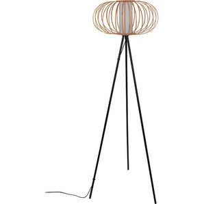 Briloner Stehleuchte , Schwarz, Hellbraun , Holz, Metall , 153 cm , Lampen & Leuchten, Innenbeleuchtung, Stehlampen, Stehlampen
