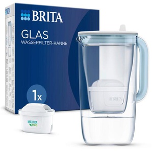 Brita Tischwasserfilter, Klar, Hellblau, Glas, 2,5 L, 26x31x17 cm, große Einfüllöffnung, mit Deckel, elektronische Anzeige, leichte Kartuschen-Entnahme, Küchengeräte, Wasseraufbereitung, Wasserfilter