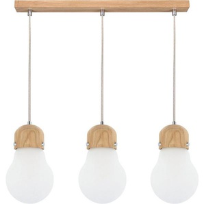 BRITOP LIGHTING Pendelleuchte BULB WOOD, ohne Leuchtmittel, Hängeleuchte, Naturprodukt aus Eichenholz, Schirme aus Glas, kürzbar