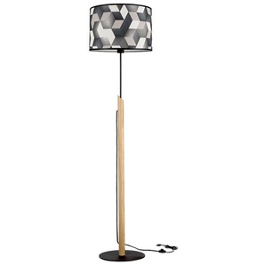 BRITOP LIGHTING Stehlampe ESPACIO, ohne Leuchtmittel, Aus Eichenholz mit FSC®-Zertifikat, Schirm aus laminierter Tapete