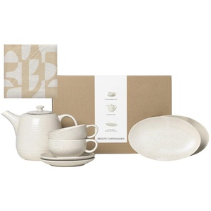 Broste Copenhagen Teeservice Single Geschirr-Set Nordic Vanilla, inkl. 1 Päckchen Papierserviette (8-tlg), 2 Personen, Keramik, Beliebte Geschirr Sets Exclusiv mit Geschenk