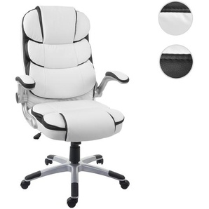 Bürostuhl HWC-F80, Schreibtischstuhl Chefsessel Drehstuhl, Kunstleder ~ weiß