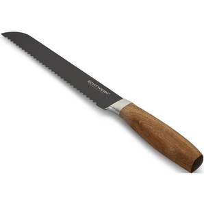 Brotmesser ECHTWERK Classic Kochmesser Gr. Gesamtlänge 34 cm Klingenlänge 20 cm, schwarz Brotmesser aus hochwertigem Stahl, Akazienholzgriff, Black-Edition, 20 cm